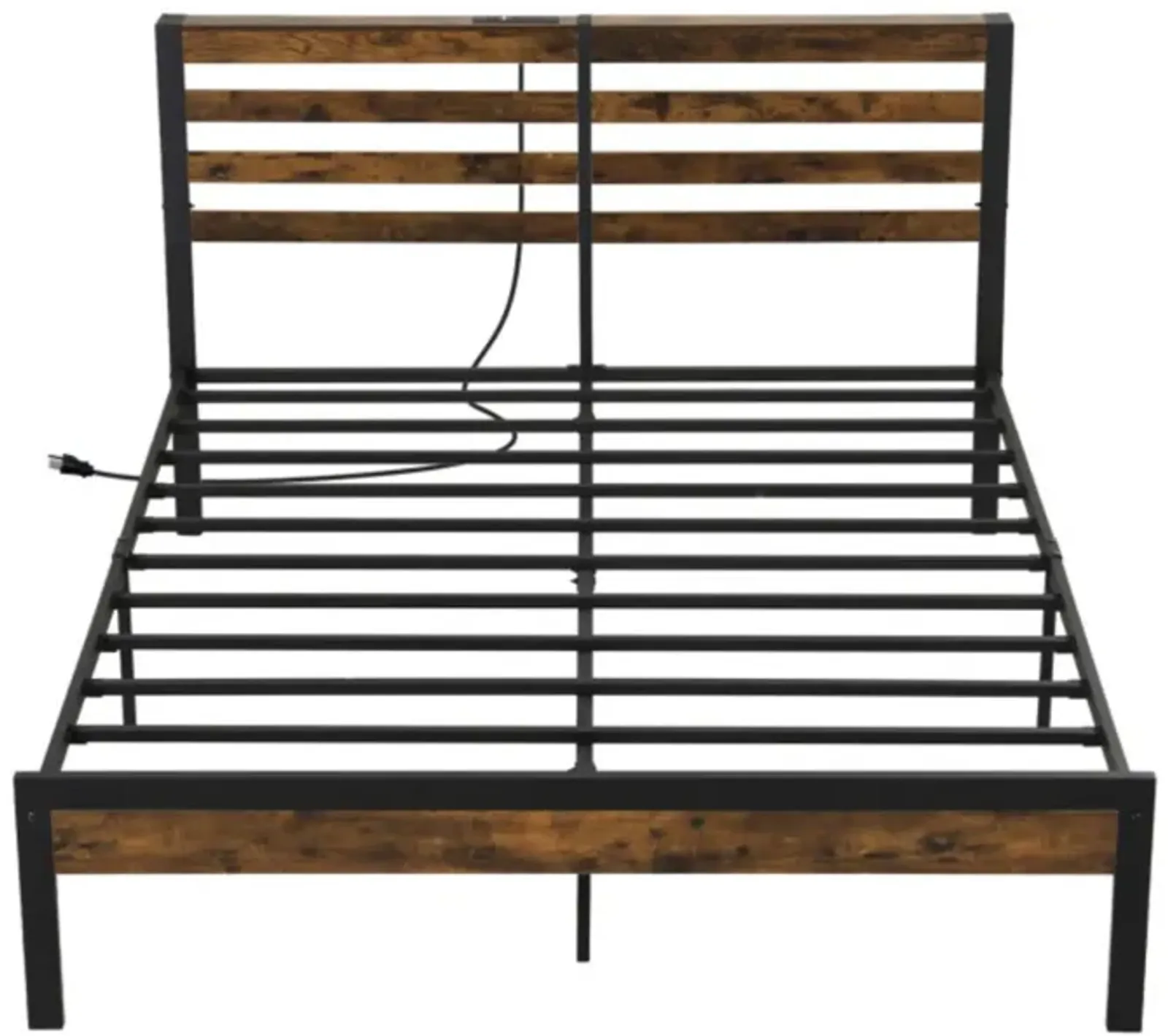 Hivvago Bed Frame with Charging Station and Storage Headboard