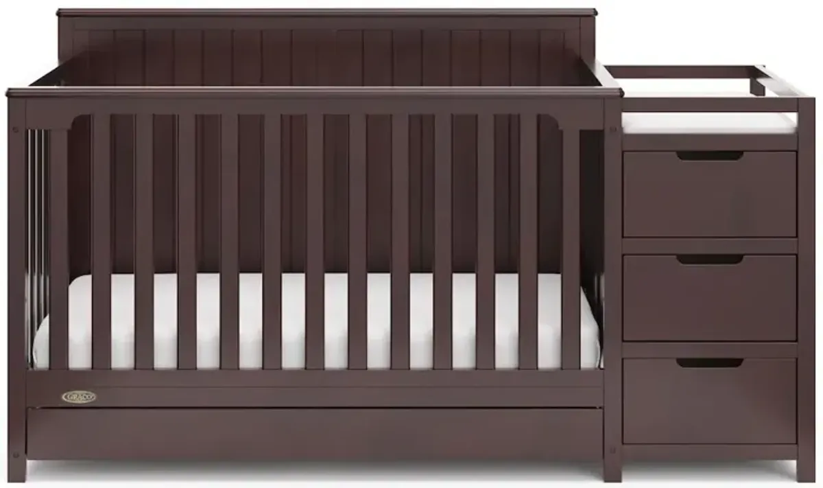 Graco Hadley 5-in-1 Convertible Crib and Changer with Drawer (Espresso)