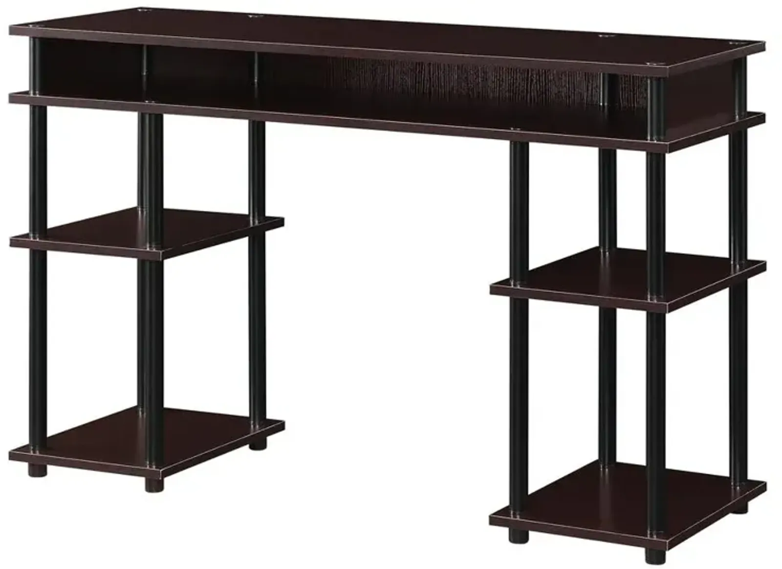 Convenience Concepts Designs2Go No Tools Student Desk with Shelves, Espresso/Black