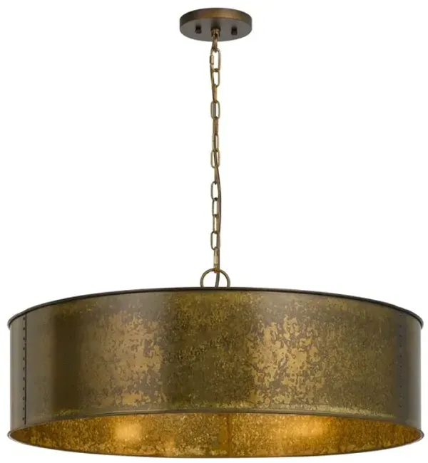 60 X 5 Watt Round Metal Frame Chandelier with 6 Foot Chain, Distressed Gold - Benzara