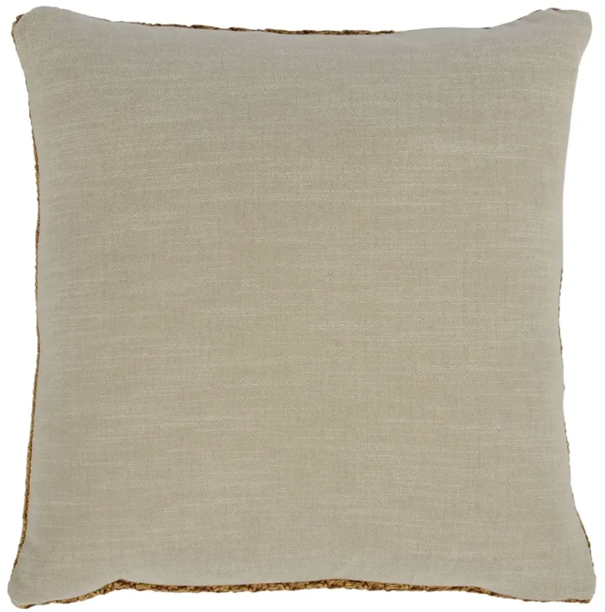 Rosie 22 Inch Square Accent Throw Pillow, Hand Knitted Designs, Brown Linen-Benzara