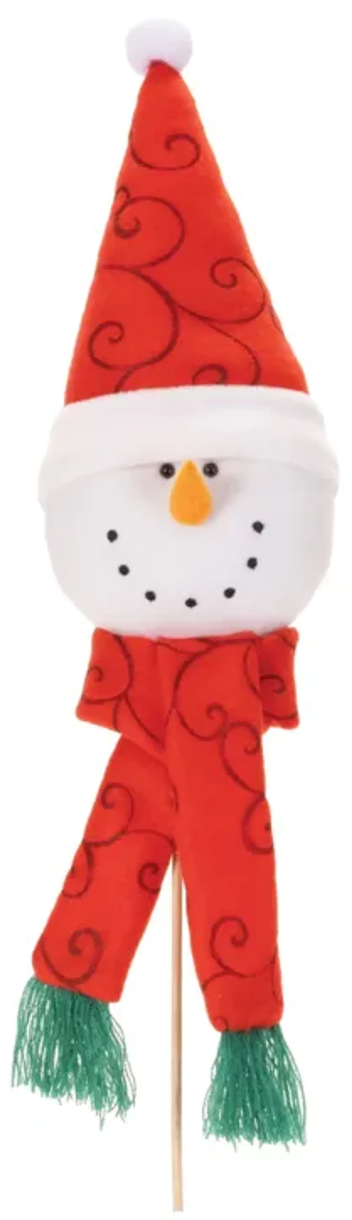 Plush Snowman Head Ornament Picks Set of 6 for Christmas Tree or Festive Styling