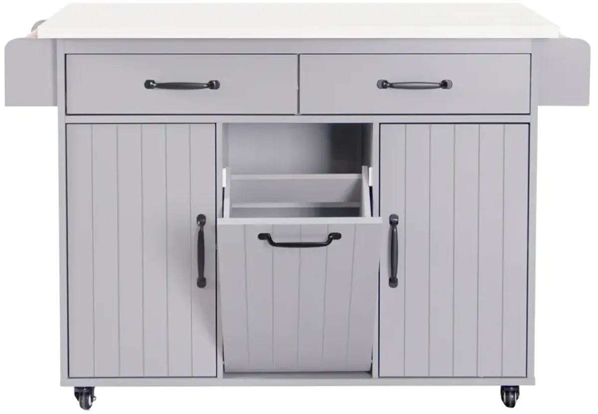 Merax Rolling Kitchen Island on Wheels with Adjustable Shelf