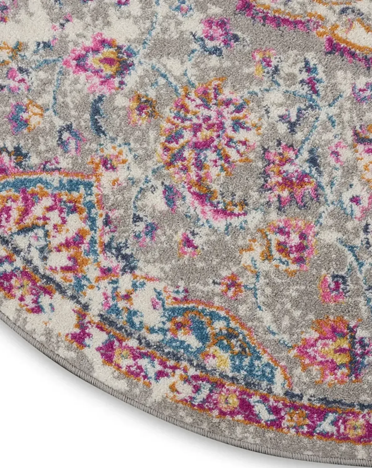 Passion PSN22 Gray/Multicolor 4' x Round Rug