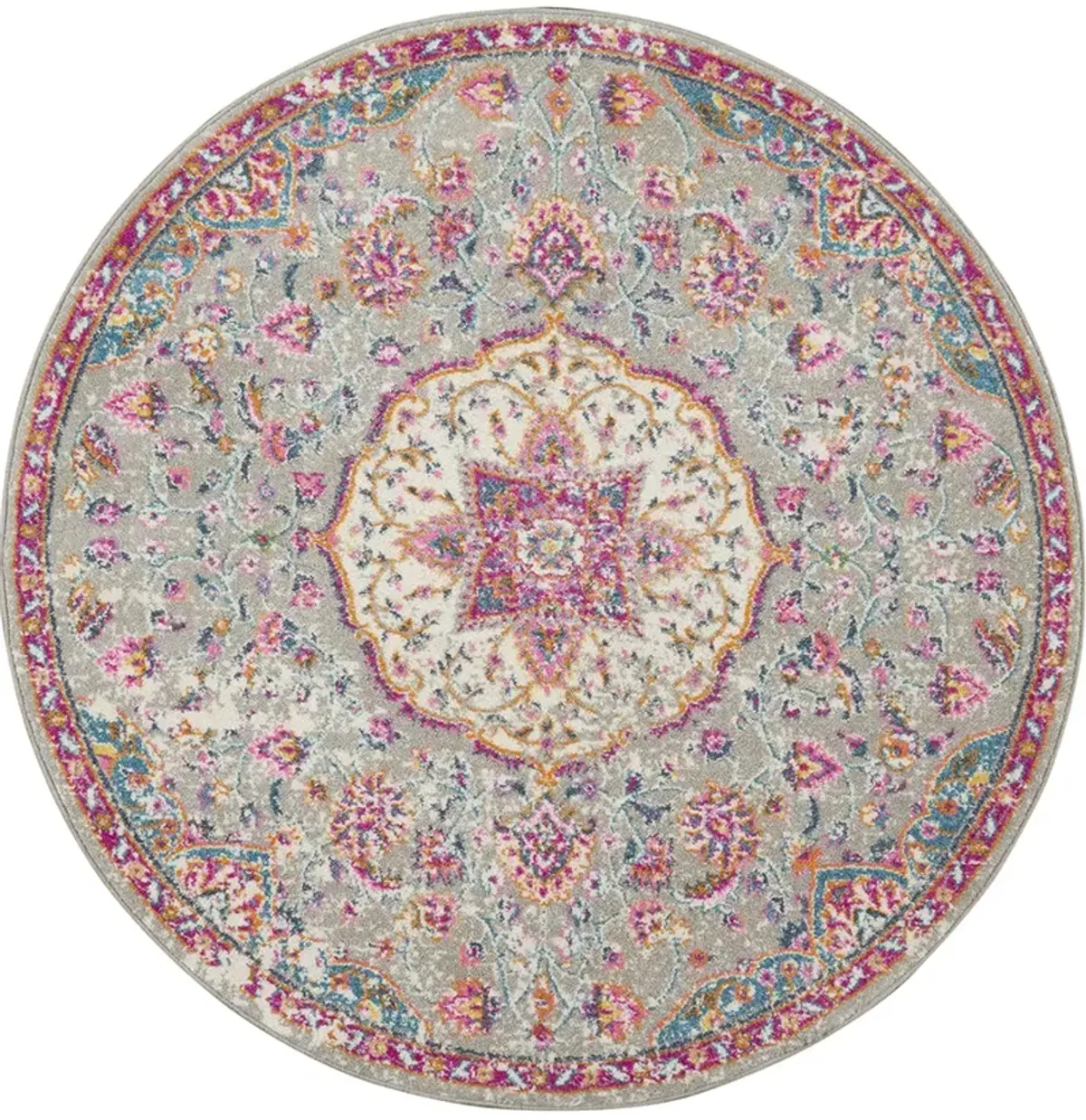 Passion PSN22 Gray/Multicolor 4' x Round Rug