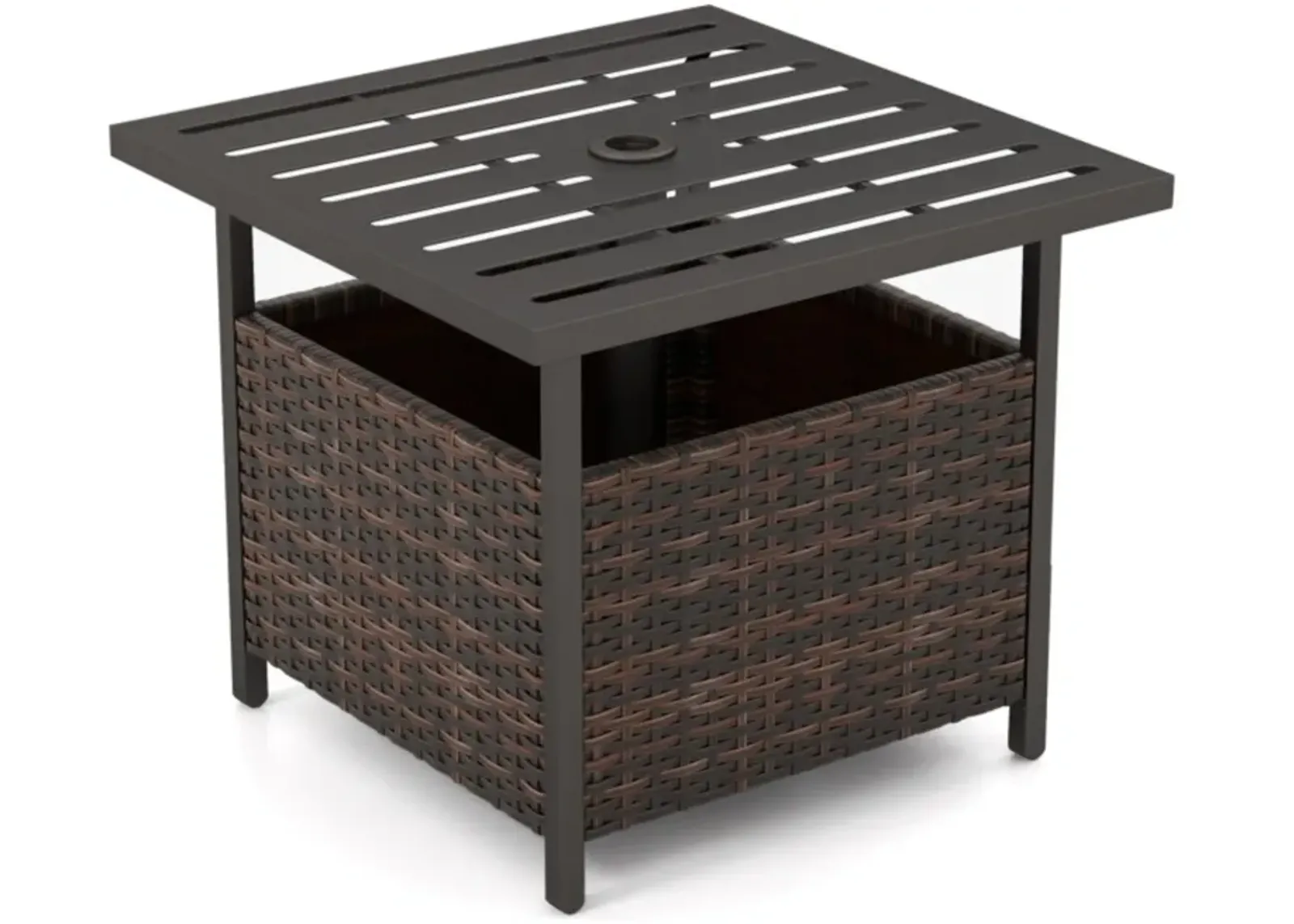 Hivvago Outdoor Patio Rattan Wicker Steel Side Deck Table