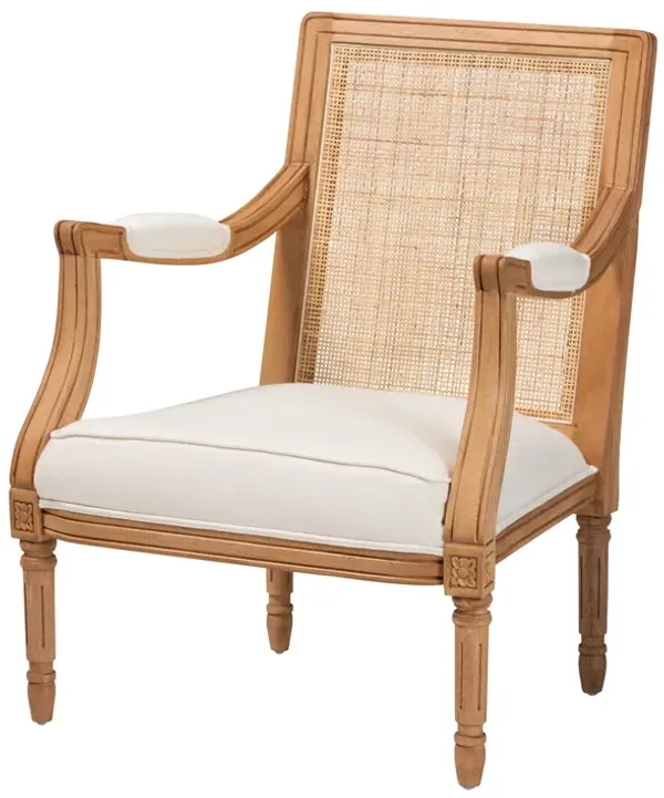 Baxton Studio Garridan Traditional French Beige Fabric and Honey Oak Finished Wood Accent Chair
