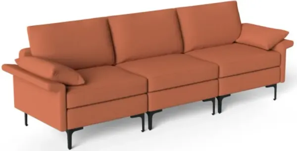 Hivvago Large 3-Seat Sofa Sectional with Metal Legs for 3-4 people