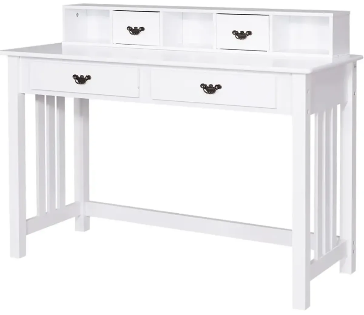 Costway Writing Desk Mission White Home Office Computer Desk 4 Drawer