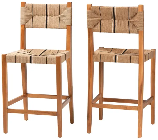 bali & pari Prita Bohemian Paper Loom and Black Mahogany Wood Bar Stool