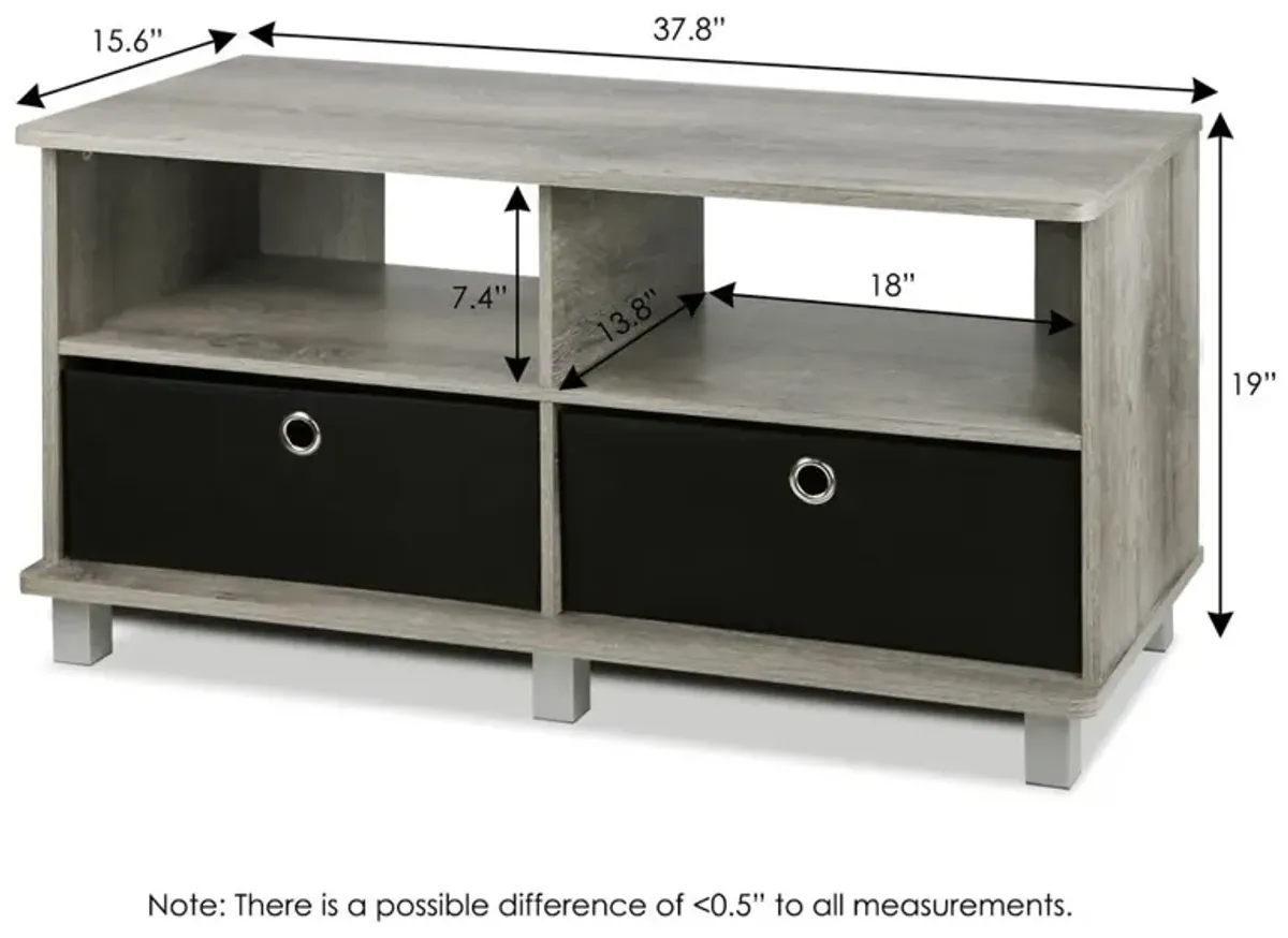 Furinno Andrey Entertainment Center with Bin Drawers, French Oak Grey/Black