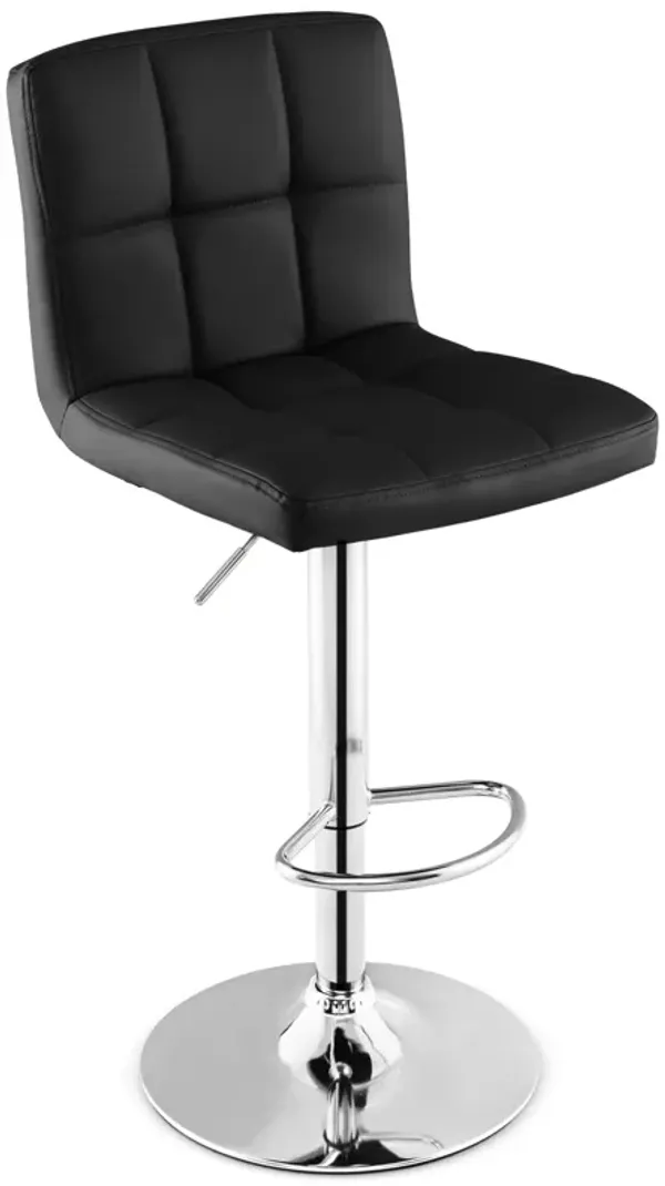 Armless PU Leather Bar Stool with Adjustable Height and Swivel Seat