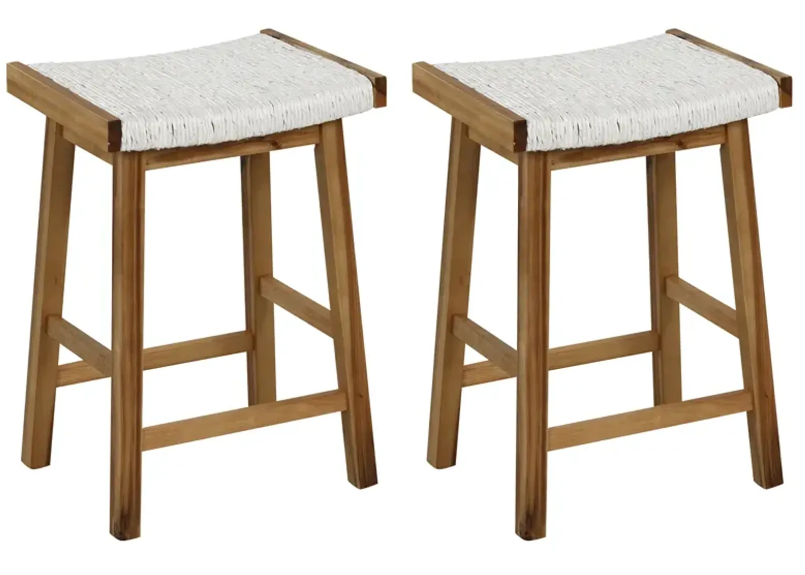 Set of 2 25.5 Inch Dining Bar Stool with Seaweed Woven Seat