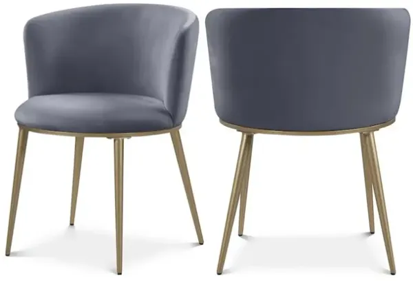 Meridian Furniture Skylar Grey Velvet Dining Chair, Set of 2