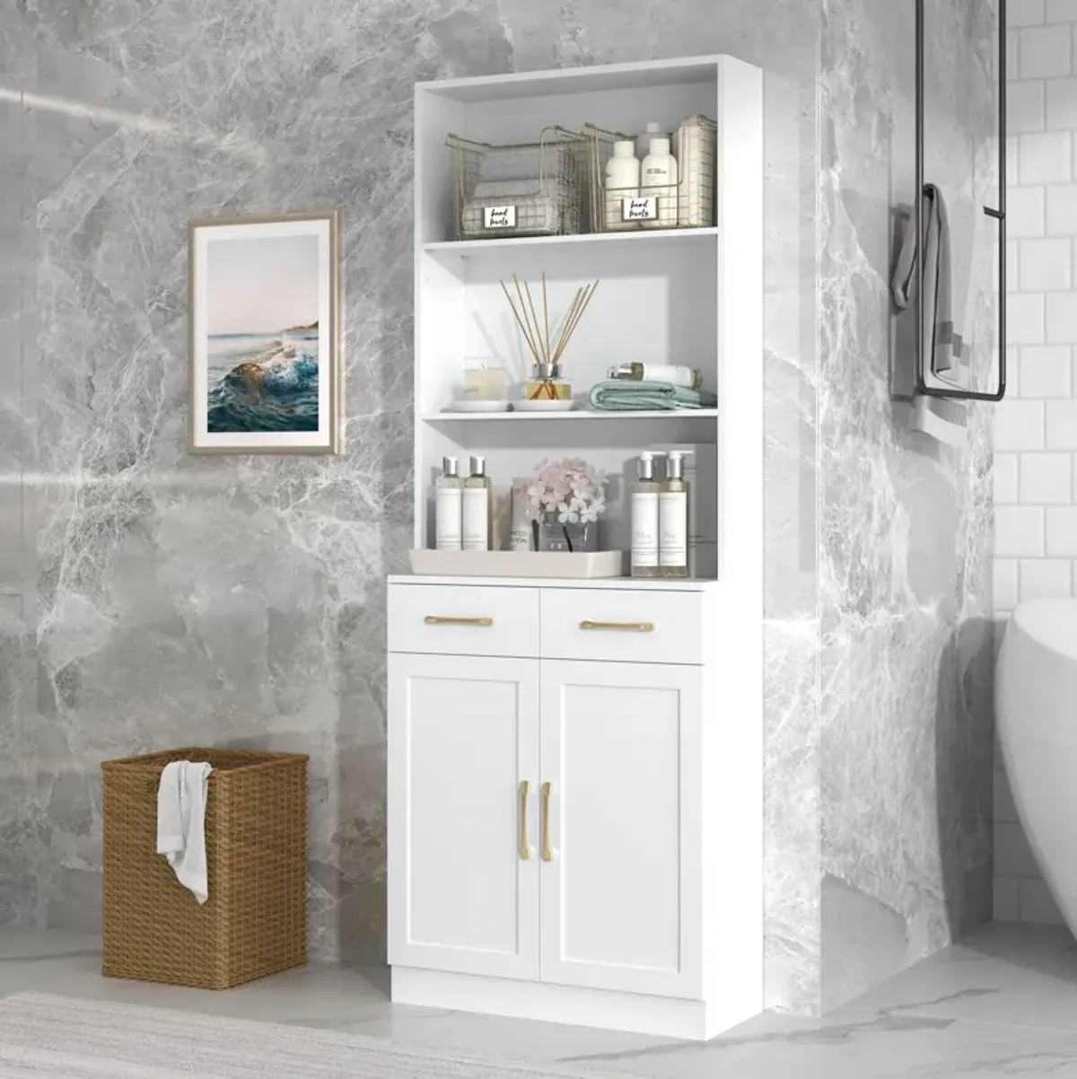 Merax Bathroom Storage Cabinet with Drawers