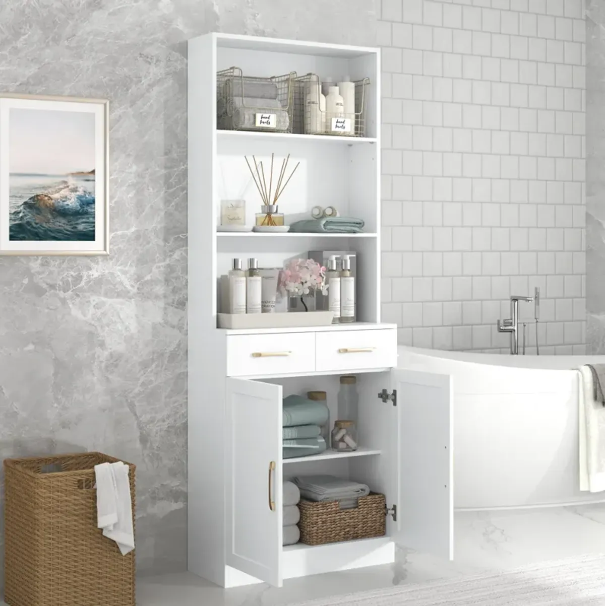 Merax Bathroom Storage Cabinet with Drawers