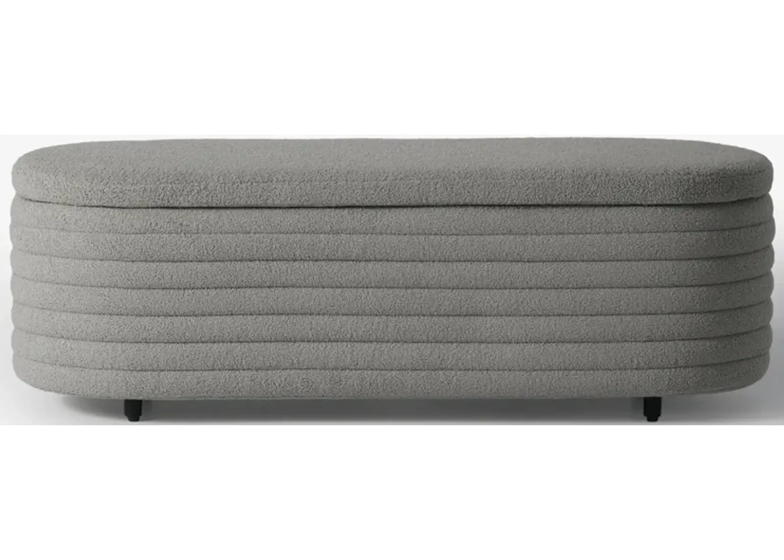 WestinTrends 54" Wide Mid-Century Modern Upholstered Teddy Sherpa Tufted Oval Storage Ottoman Bench