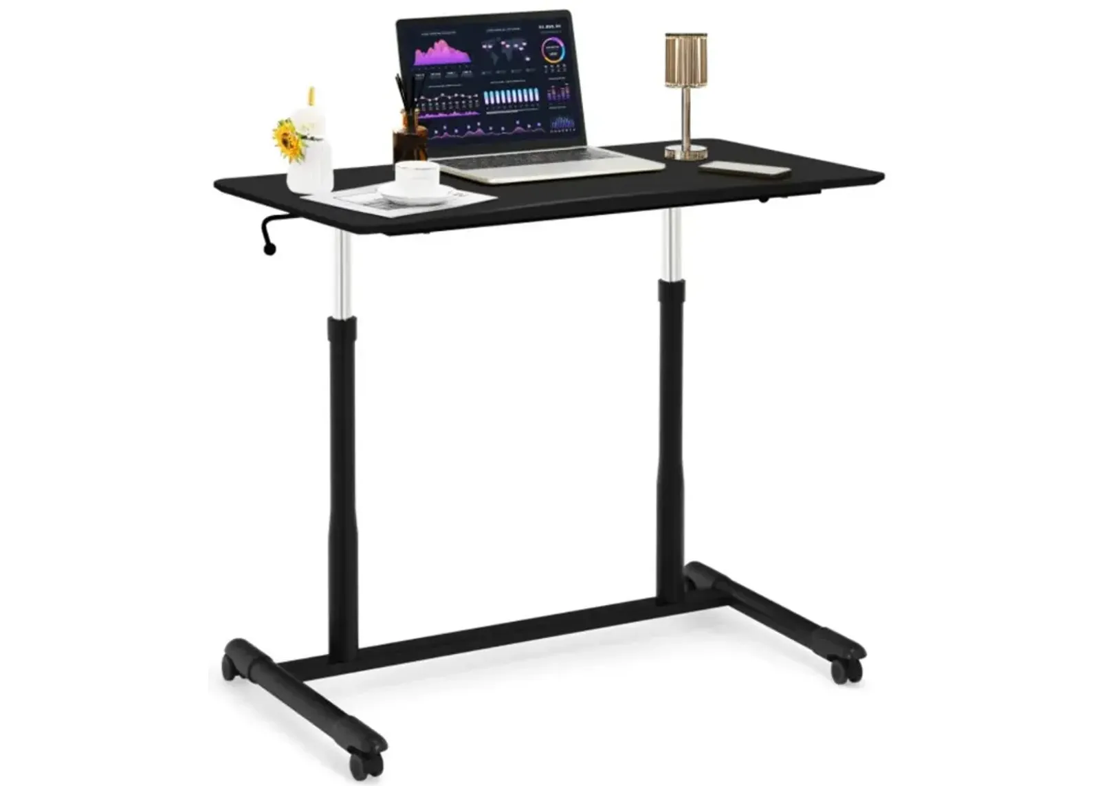 Hivvago Height Adjustable Computer Desk Sit to Stand Rolling Notebook Table