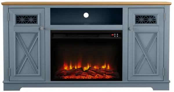 FESTIVO 61.5" Two-Tone TV Stand with Electric Fireplace Fits TVs Up to 70"