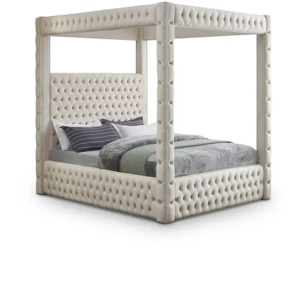 Meridian Furniture Royal Beige Velvet King Bed
