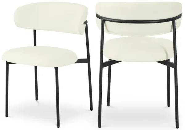 Meridian Furniture Lupita Cream Vegan Leather Dining Chair, Set of 2