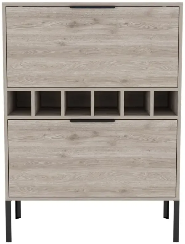 DEPOT E-SHOP Staten Bar Cabinet, Six Built-in Wine Rack, Two Door Flexible Cabinets, Light Gray