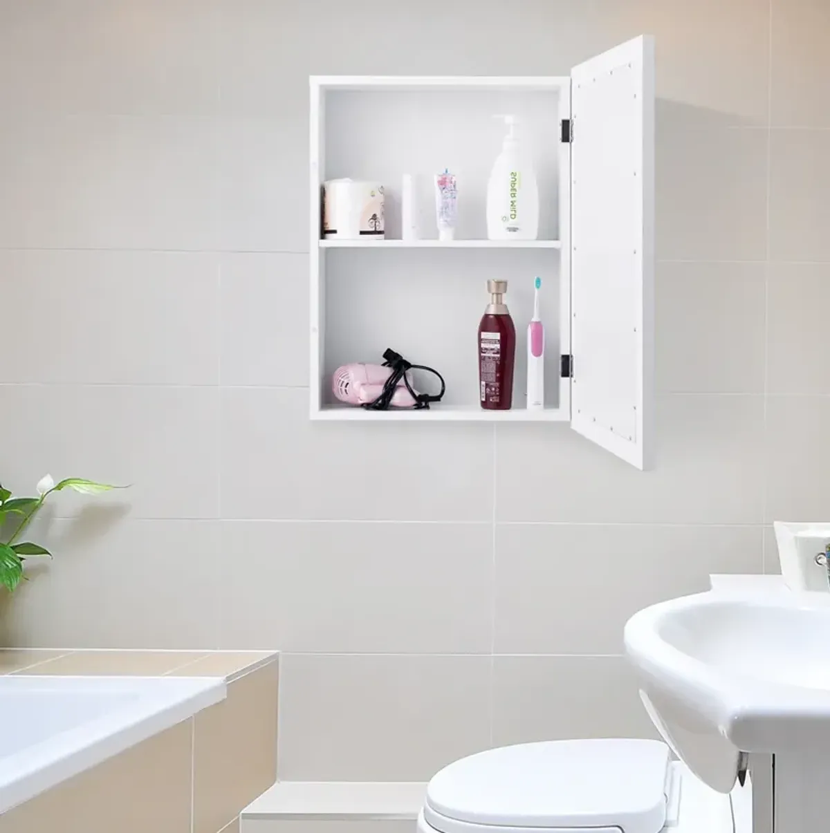 Wall Mounted Adjustable Medicine Storage Mirror Cabinet