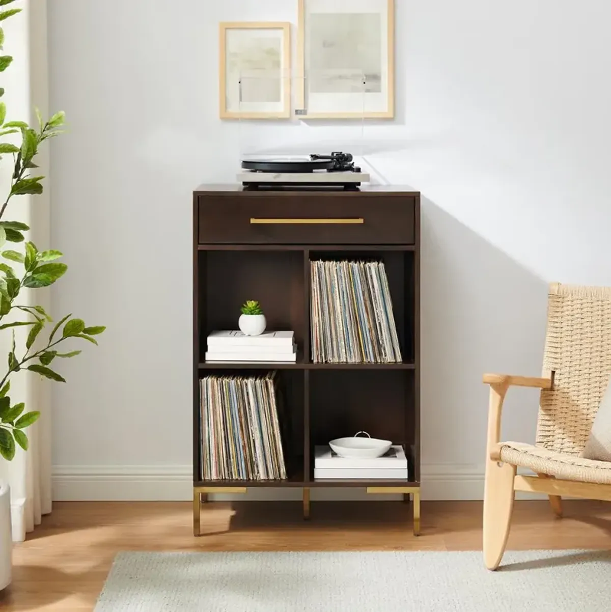 Juno Record Storage Cube Bookcase Dark Brown