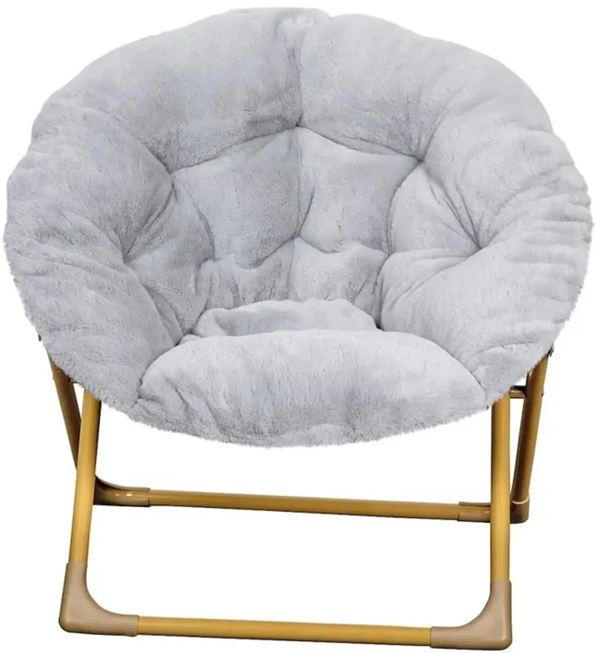 Flash Furniture 23 Kids Cozy Mini Folding Saucer Chair, Moon Chair, Gray/Soft Gold