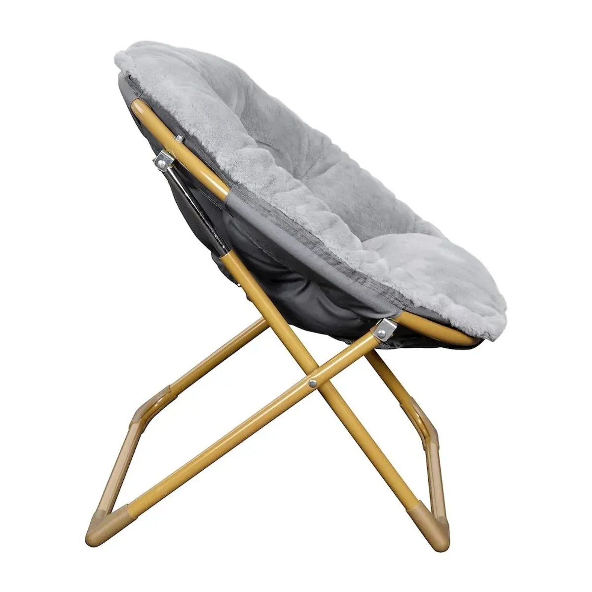 Flash Furniture 23 Kids Cozy Mini Folding Saucer Chair, Moon Chair, Gray/Soft Gold