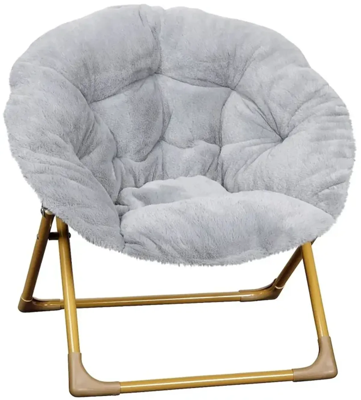 Flash Furniture 23 Kids Cozy Mini Folding Saucer Chair, Moon Chair, Gray/Soft Gold