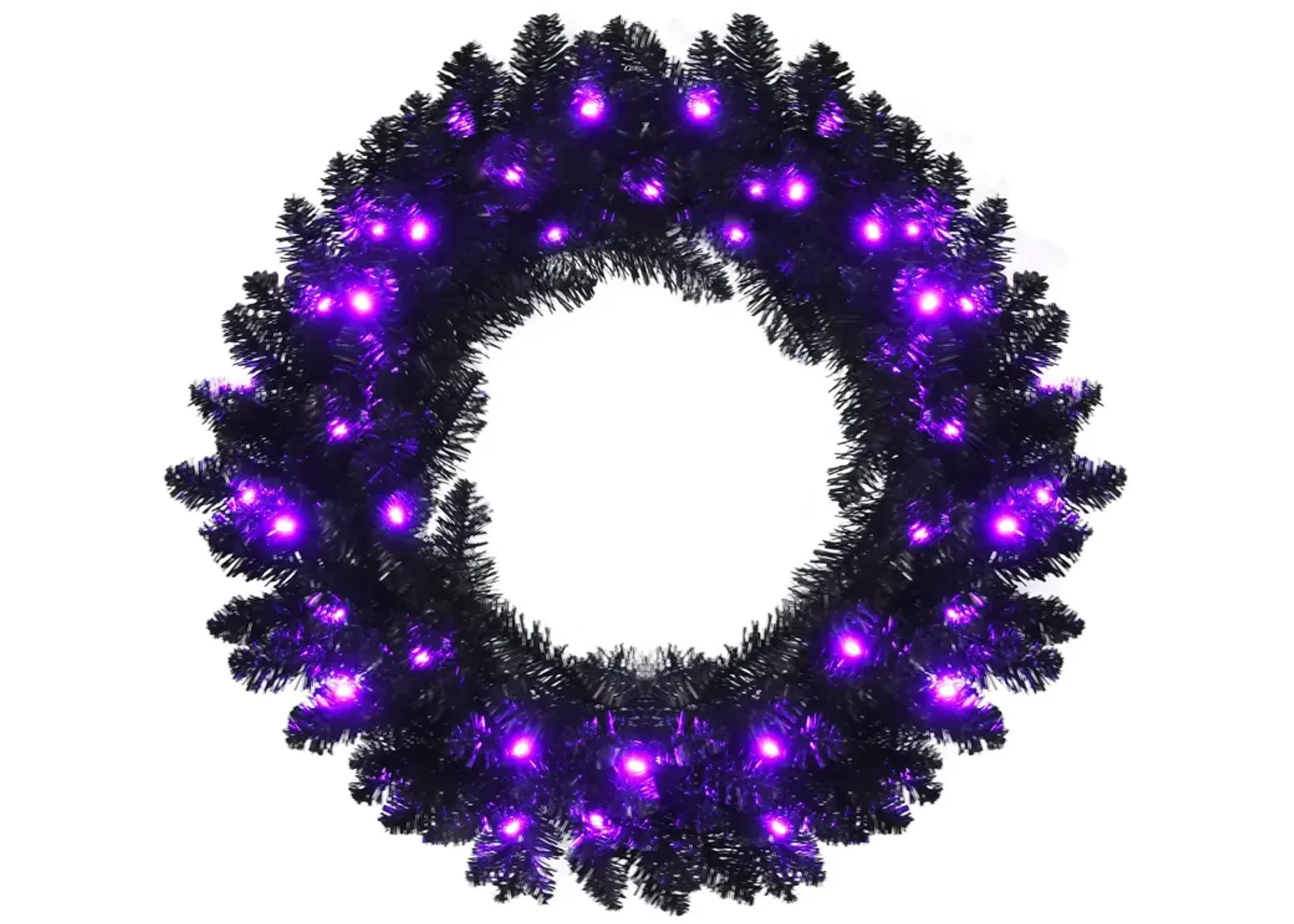 24 Inch Pre-lit Halloween Wreath with 35 Purple LED Lights