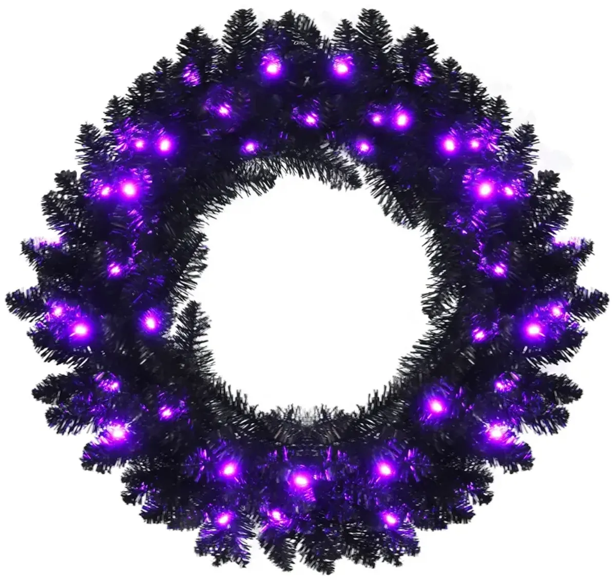 24 Inch Pre-lit Halloween Wreath with 35 Purple LED Lights