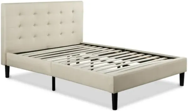 Hivvago King size Taupe Beige Upholstered Platform Bed Frame with Headboard