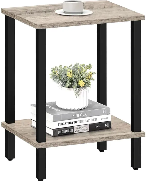 TUTOTAK End Table, Side Table, Nightstand, 2-Tier Storage Shelf, Sofa Table for Small Space, Living Room, Bed Room TB01BG034