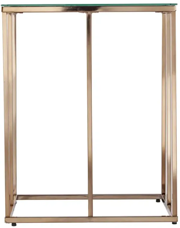 Glass and Iron Square End Table with Sturdy Frame, Perfect for Living Room or Bedroom