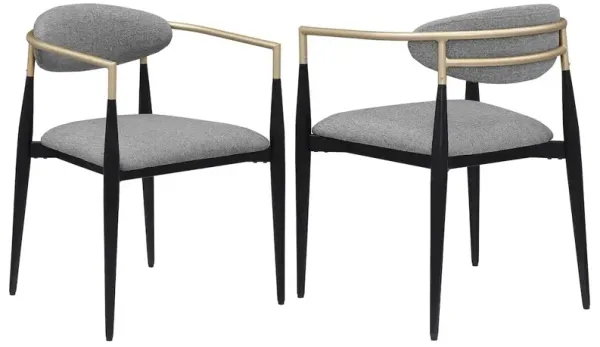 Alexis Fabric Upholstered Dining Arm Chair Grey (Set of 2)