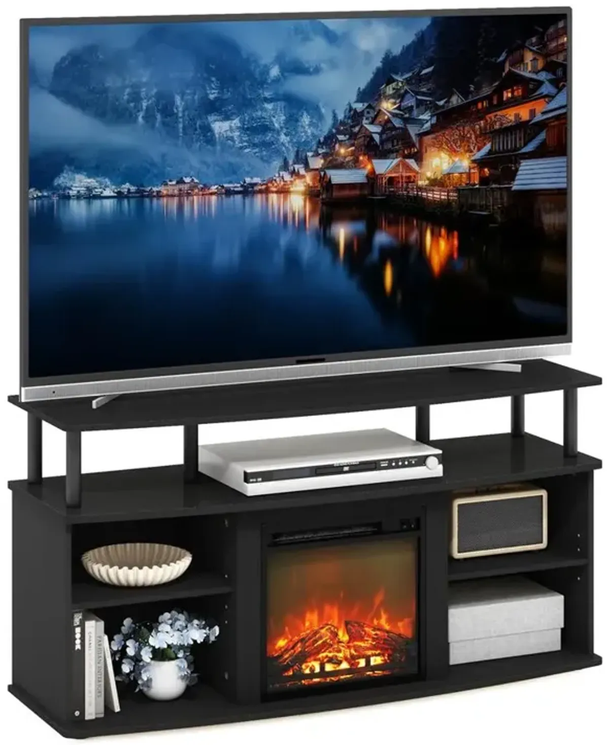 Open Shelving Storage Fireplace Entertainment Center for TV up to 55 Inch