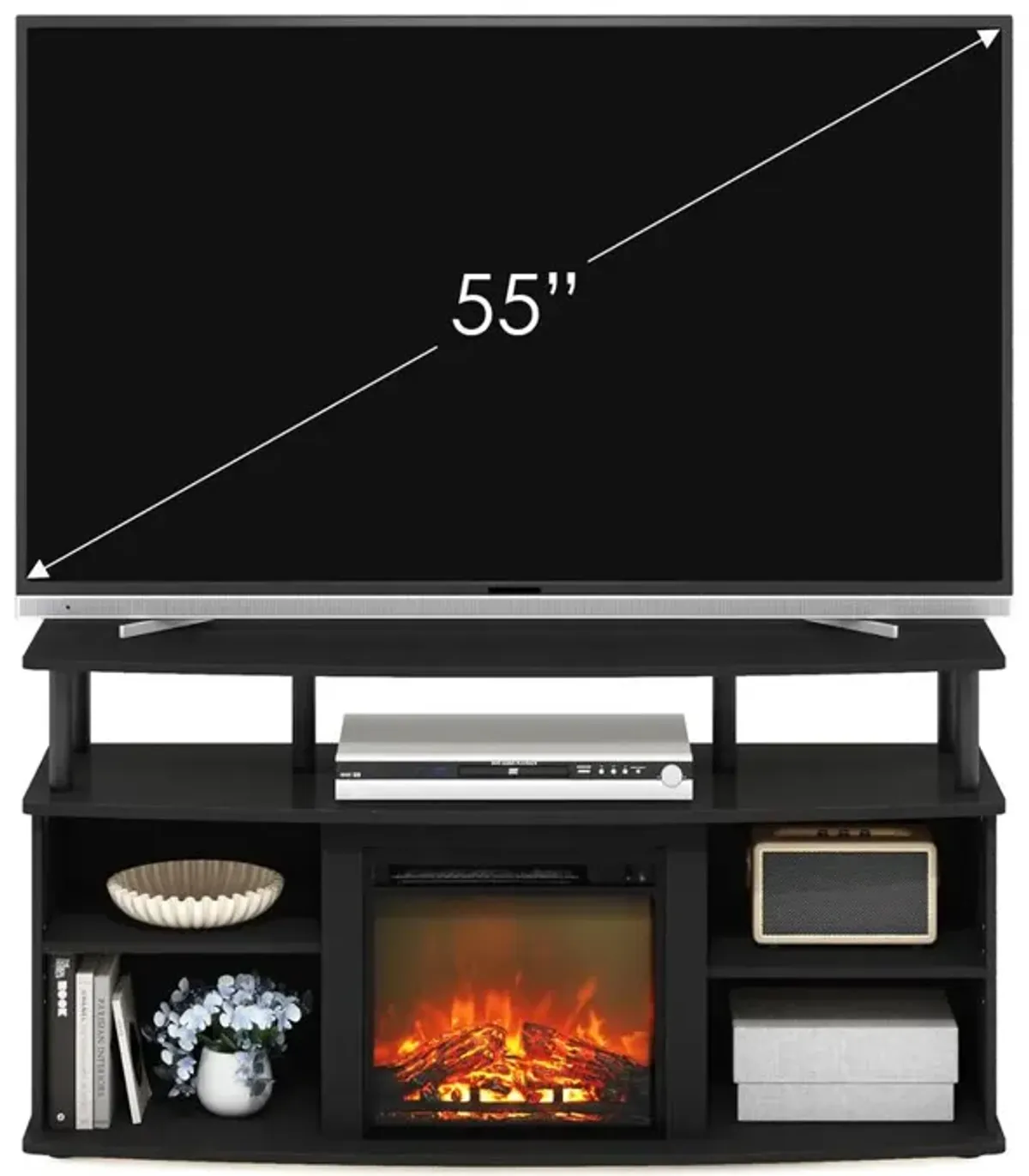 Open Shelving Storage Fireplace Entertainment Center for TV up to 55 Inch