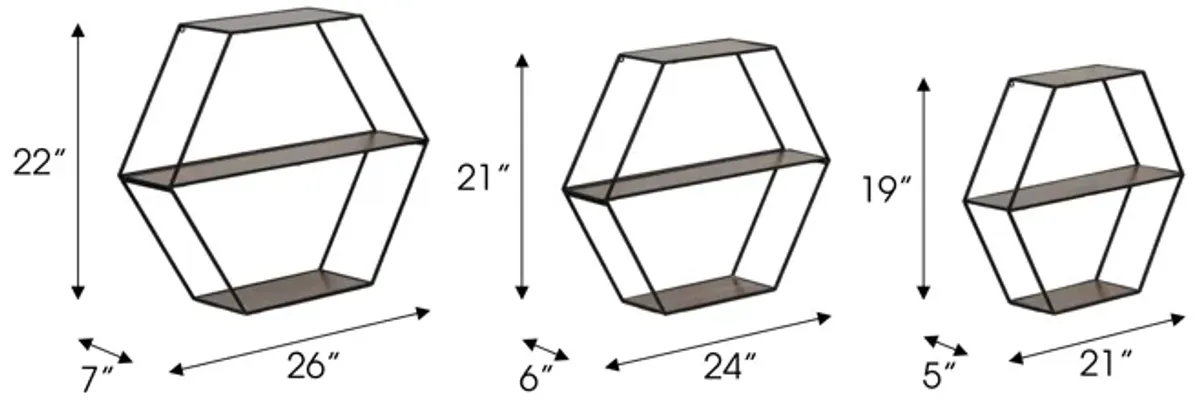 Hexagon Wall Shelfs (Set of 3)