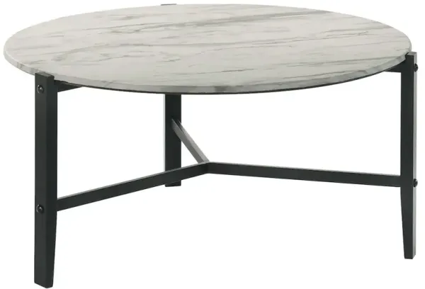 Tandi Round Faux Marble Coffee Table White and Black