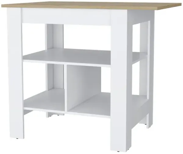 Streamdale Adeline 3-Shelf Kitchen Island White And Macadamia