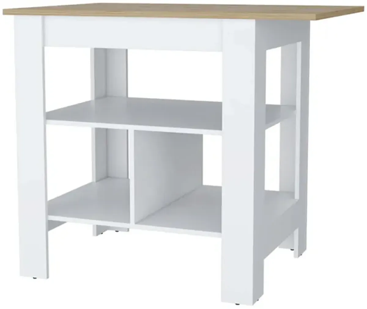 Adeline 3-Shelf Kitchen Island White And Macadamia