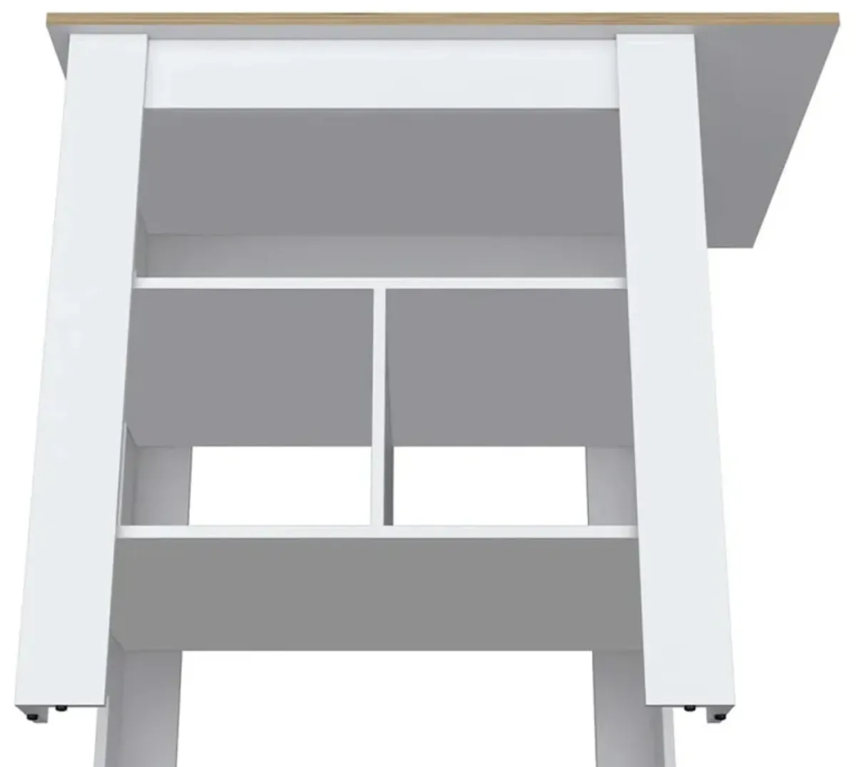 Adeline 3-Shelf Kitchen Island White And Macadamia