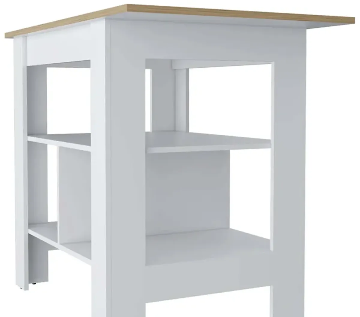 Adeline 3-Shelf Kitchen Island White And Macadamia