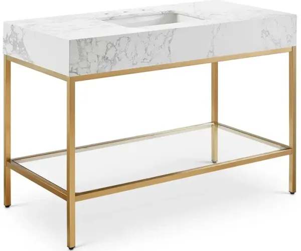 Meridian Furniture Marmo White Engineered Marble Bathroom Vanity