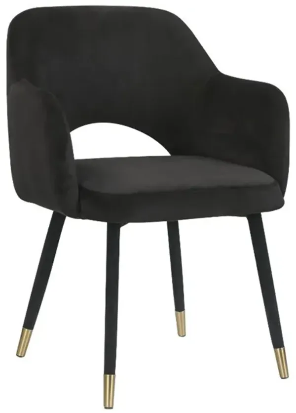 Black Velvet Accent Chair in Gold