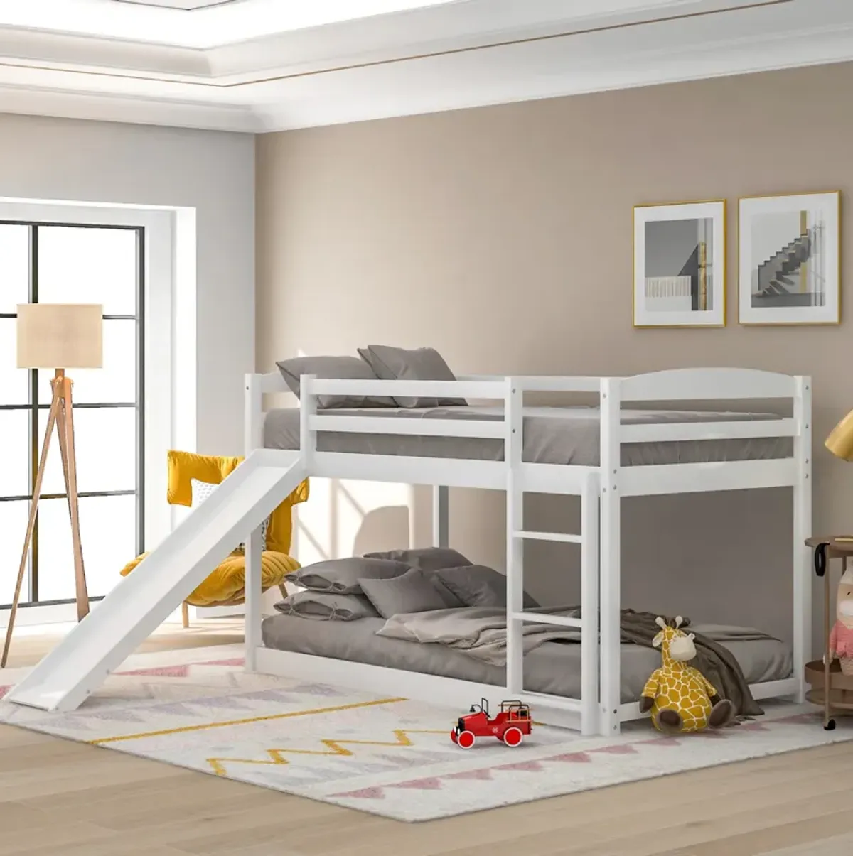 Twin over Twin Bunk Bed with Convertible Slide and Ladder