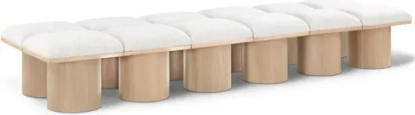 Meridian Furniture Pavilion Cream Boucle Fabric Bench
