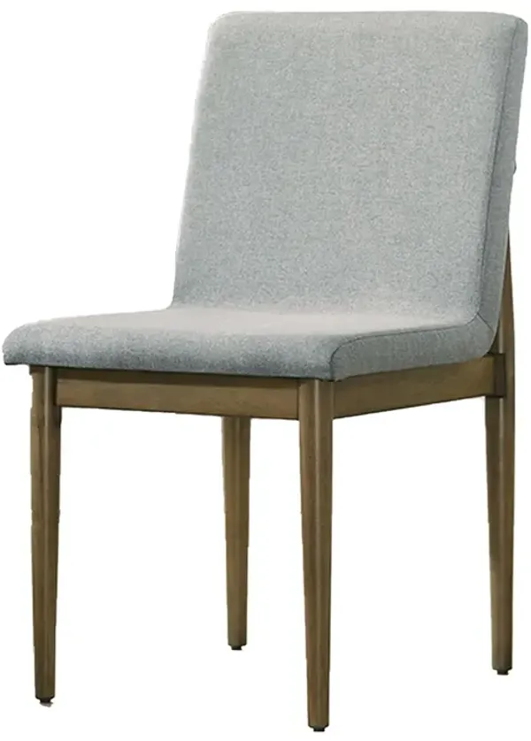 19 Inch Dining Chair, Set of 2, Gray Fabric, Parson Style, Cushioned Seat - Benzara
